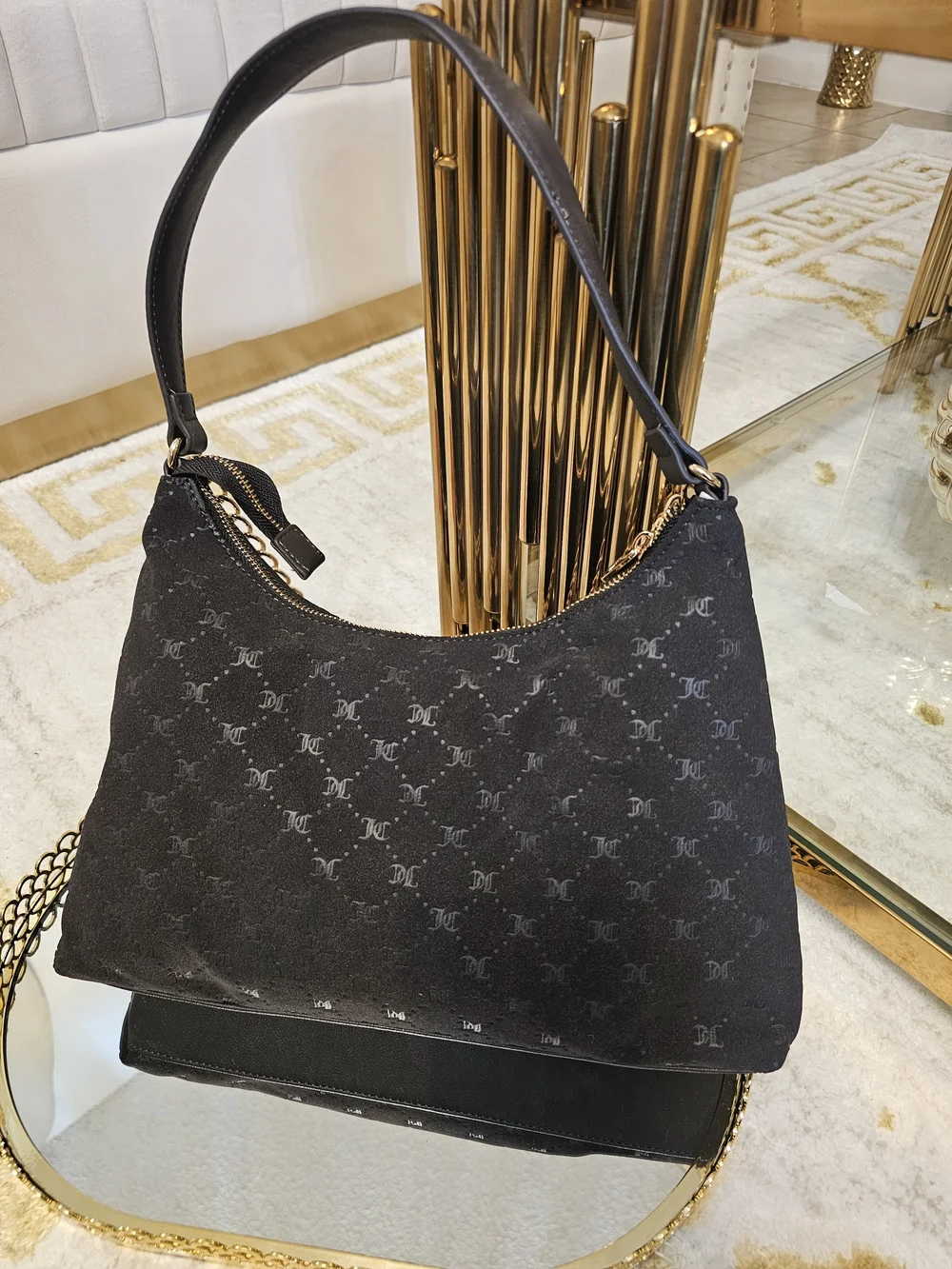 Juicy Couture Black Logo Charm Shoulder Bag